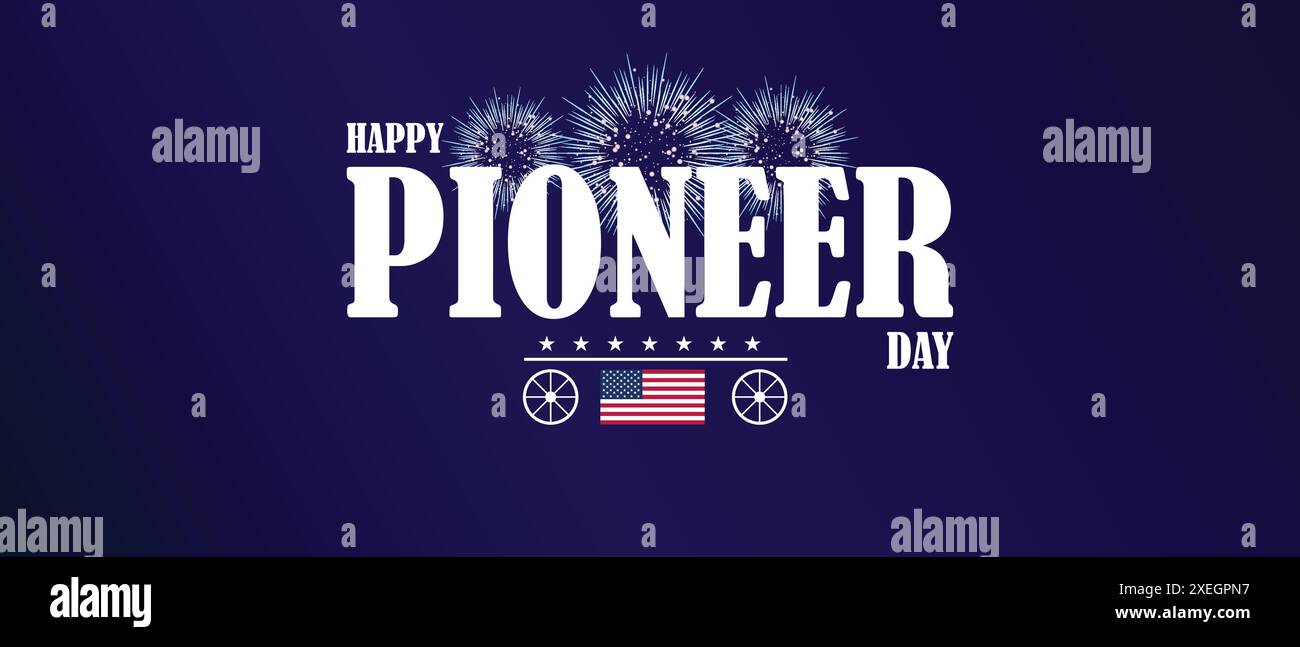 Celebrate Pioneer Day with this festive wallpaper featuring a joyful design Stock Vector