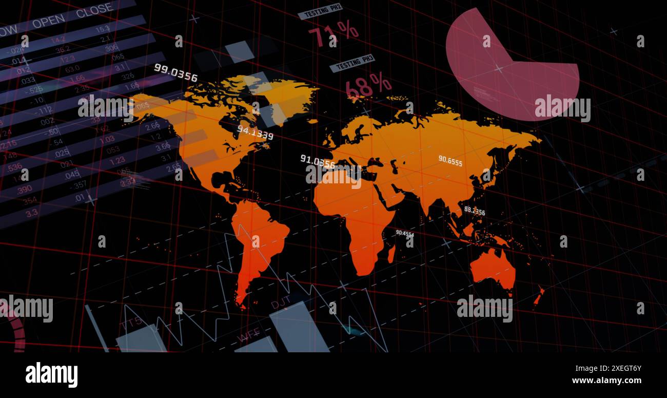 Image of data processing over world map Stock Photo - Alamy