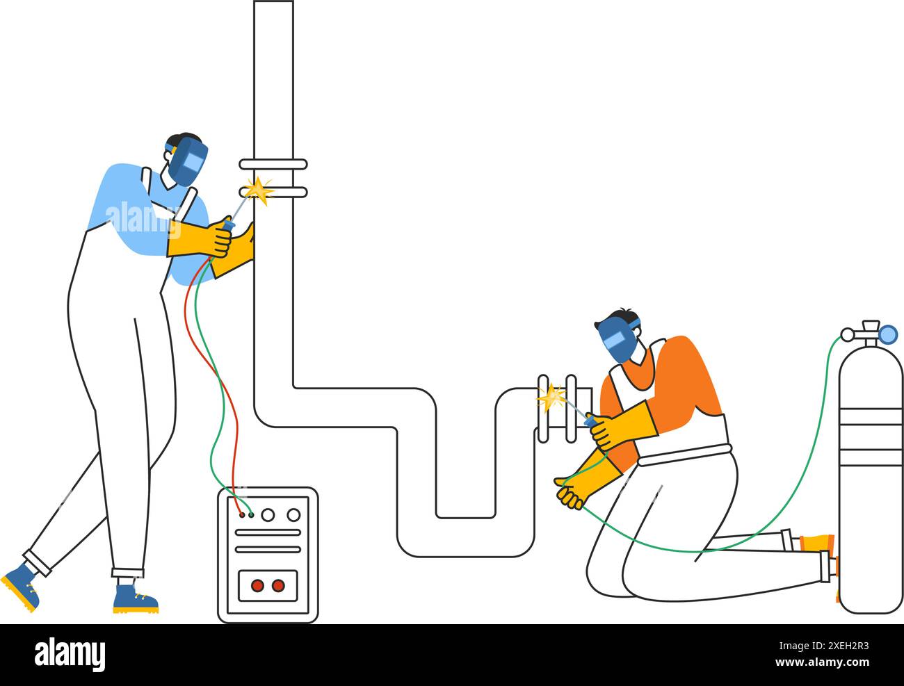 Welding Course Vector Welding Service Vector Illustration featuring a Professional Welder ...