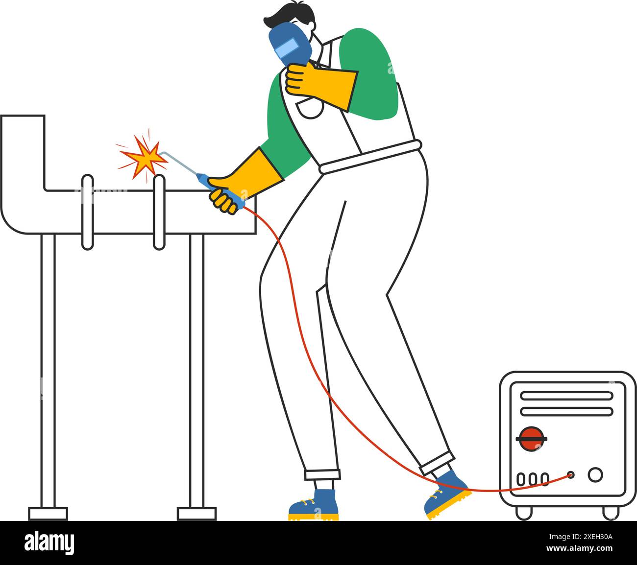 Welding Course Vector Welding Service Vector Illustration featuring a Professional Welder ...