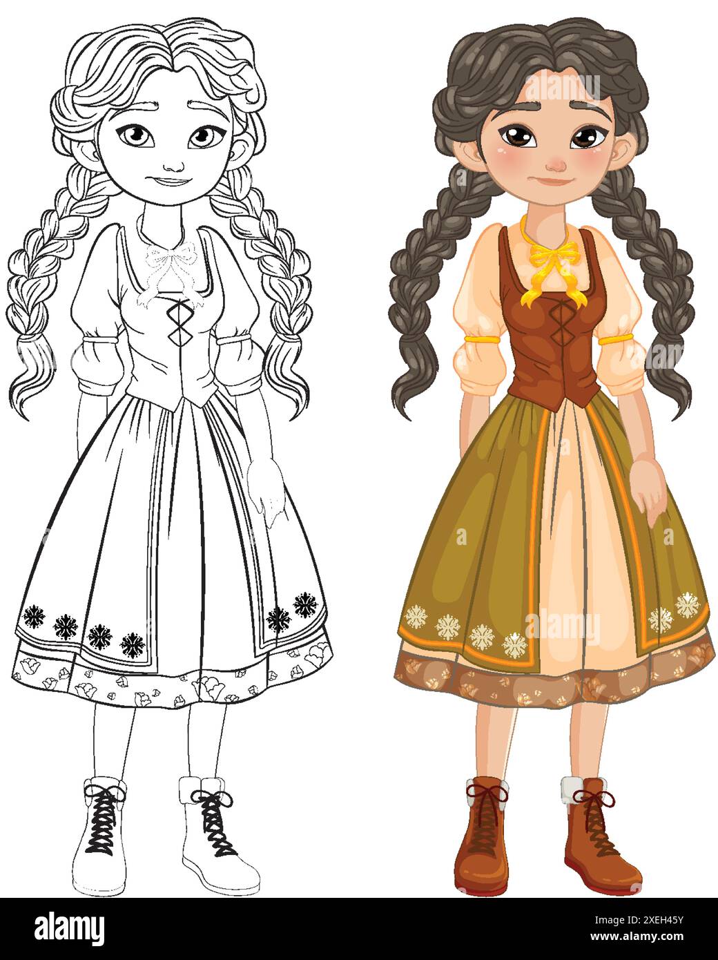 Illustration of a girl in traditional attire Stock Vector Image & Art ...
