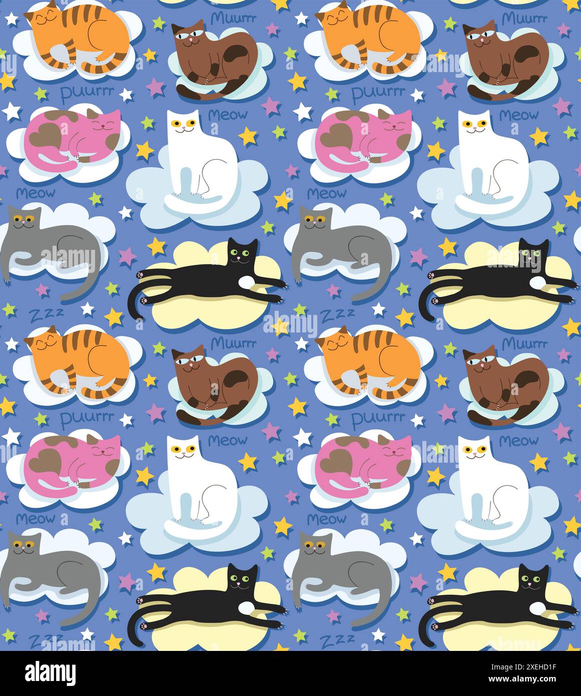 Cats seamless funny background Stock Vector