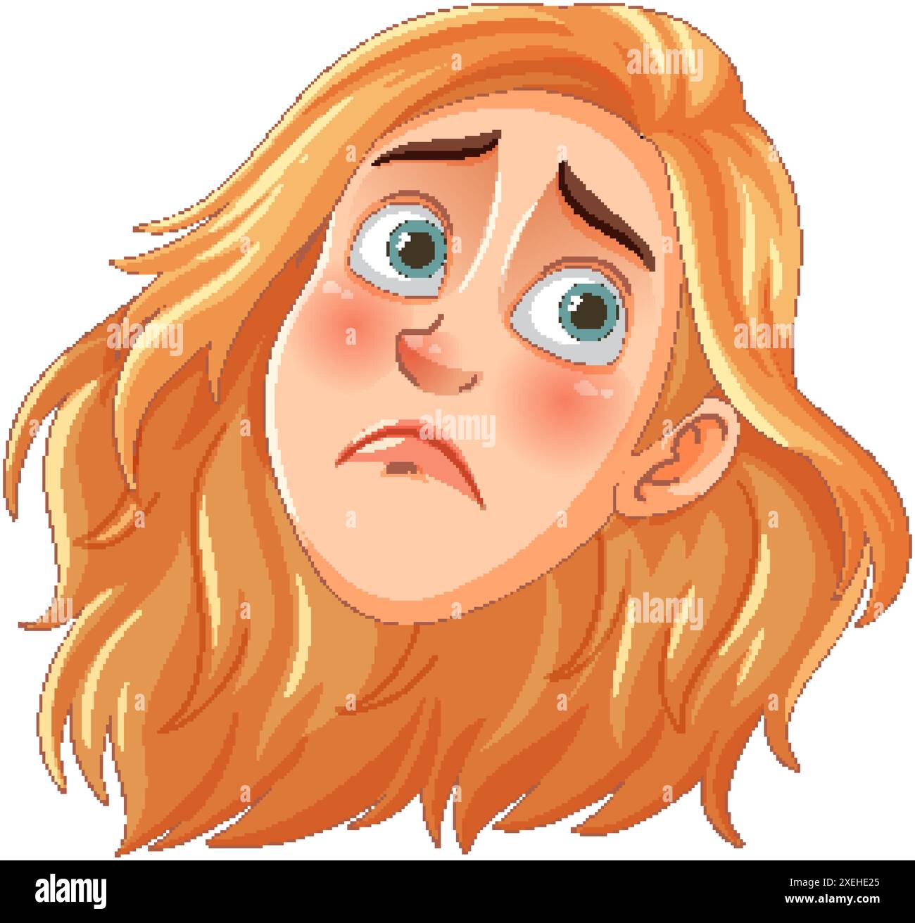 A cartoon face showing a worried expression Stock Vector