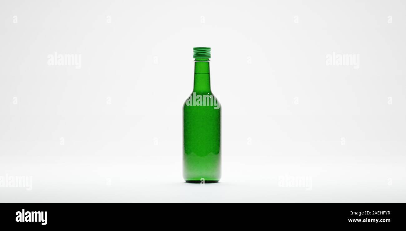 3d render of isolated studio korean soju bottle alcohoc beverage Stock Photo