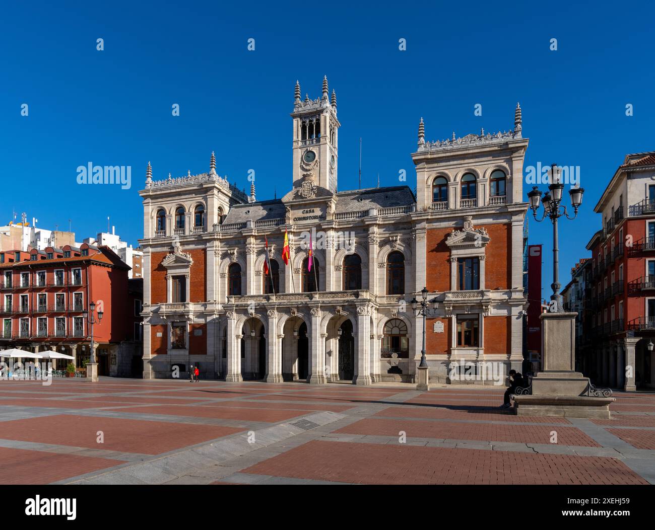 View of the town hall and the Plaza Mayor in downtown Valladolid Stock ...