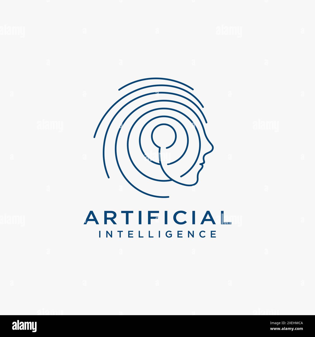 Human head in tech line style for artificial intelligence logo design Stock Vector