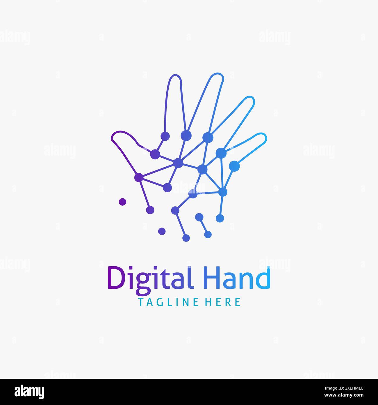 Hand and tech element for digital hand logo design Stock Vector Image ...