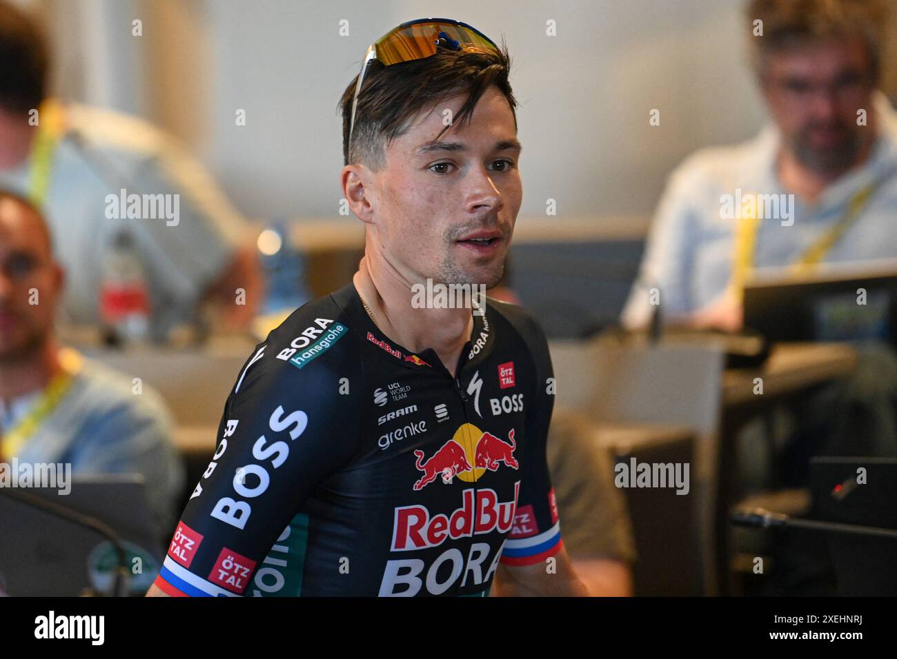 Primoz Roglic (BORA-Hansgrohe-Red Bull) portrait at press conference