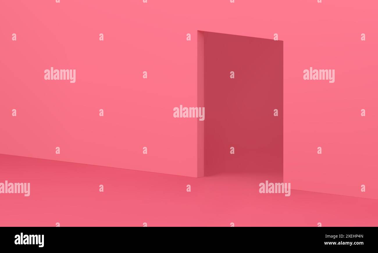 Pink 3d empty room indoor interior design rectangular gate in isometric ...