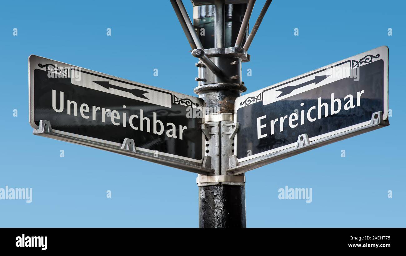 Signposts the direct way to Achievable versus Unattainable Stock Photo ...