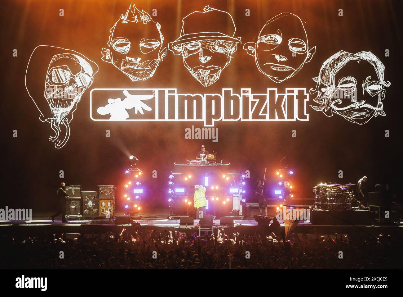 Copenhagen, Denmark. 20th, June 2024. The American rap rock band Limp Bizkit performs a live concert during the Danish heavy metal festival Copenhell 2024 in Copenhagen. Stock Photo