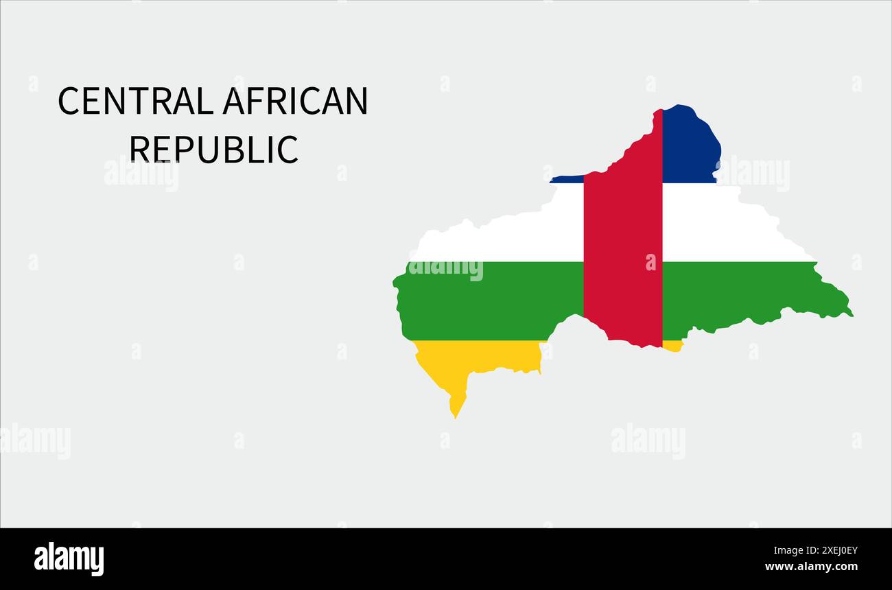 Central African Republic Flag Map, Official Color With Proportion 