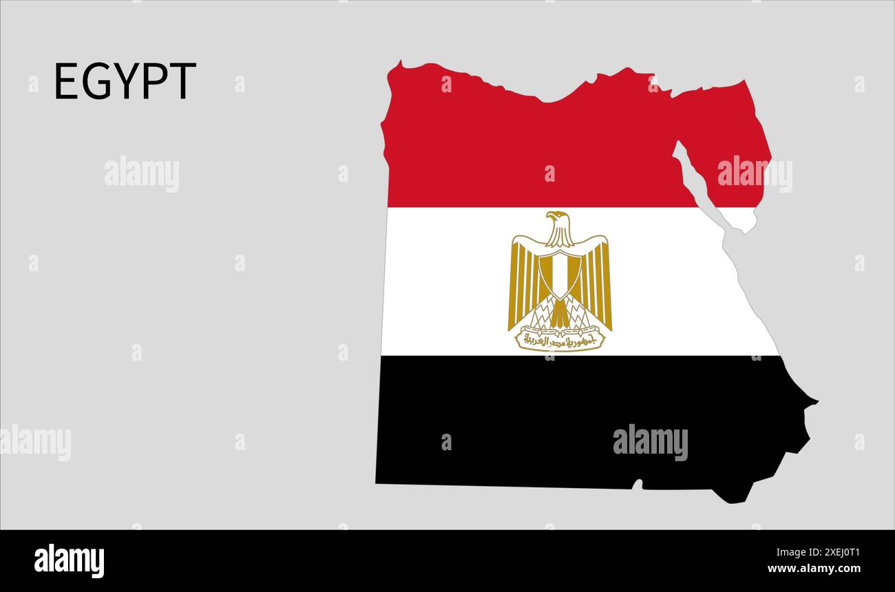 Egypt flag map, official color with proportion, fully Editable