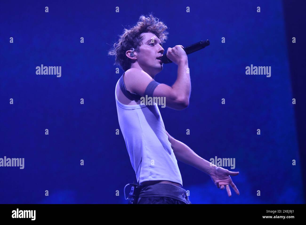 LONDON, ENGLAND JUNE 27 Troye Sivan performing at OVO Arena, Wembley