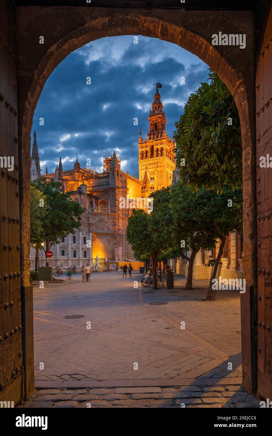 Giralda tower by night seville hi-res stock photography and images - Alamy
