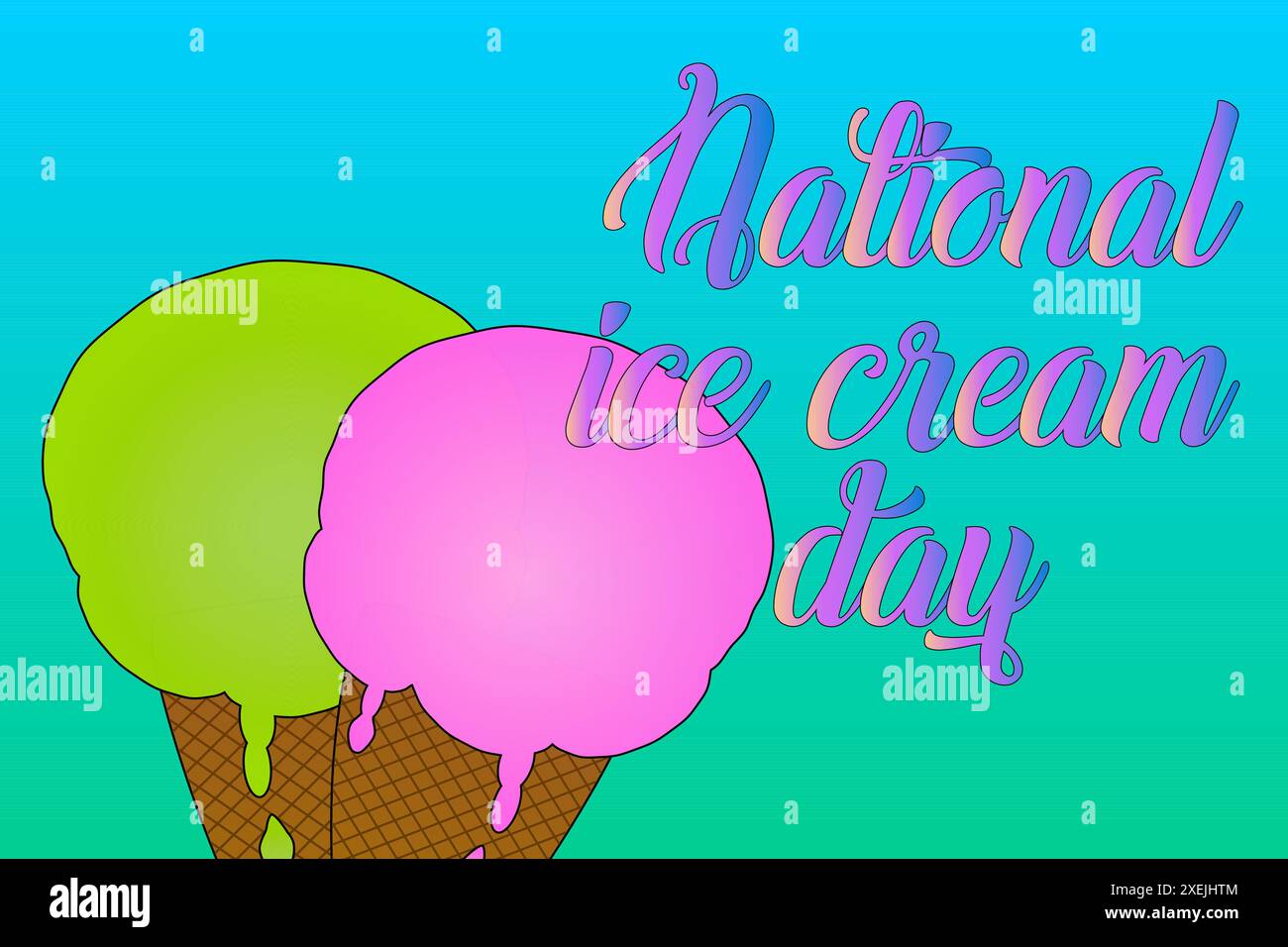 Celebrate National Ice Cream Day with a colorful illustration of two