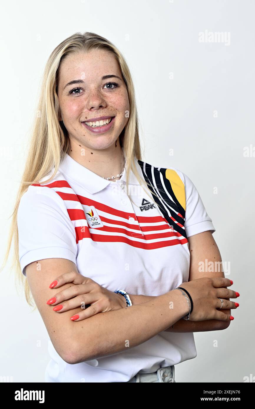 Brussels, Belgium. 27th June, 2024. Belgian cyclist Helene Hesters a