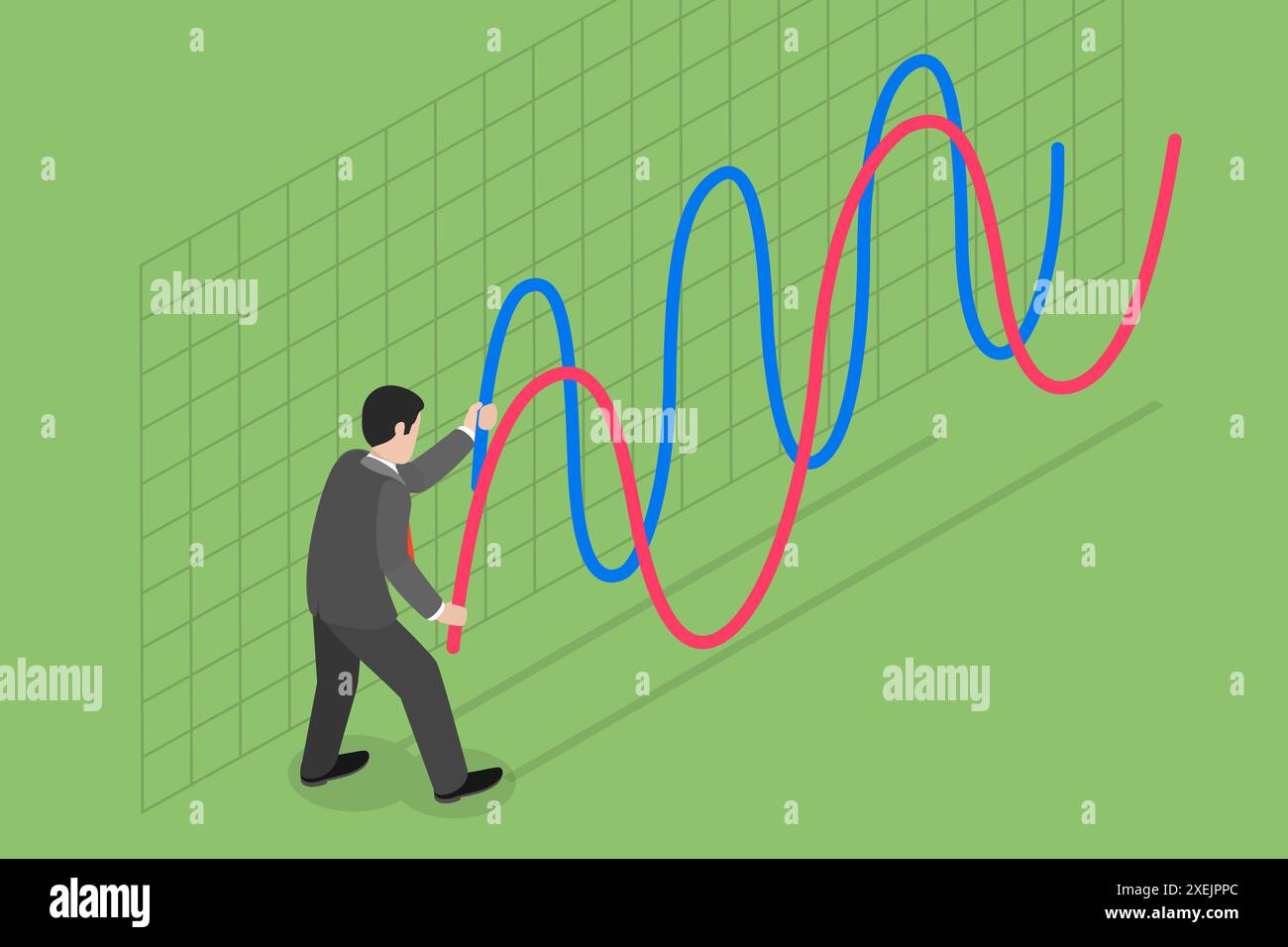 3D Isometric Flat Conceptual Illustration of Market Control, Stock ...