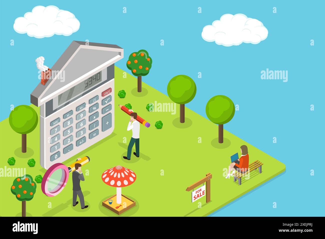 3D Isometric Flat Conceptual Illustration of Home Value Estimator ...