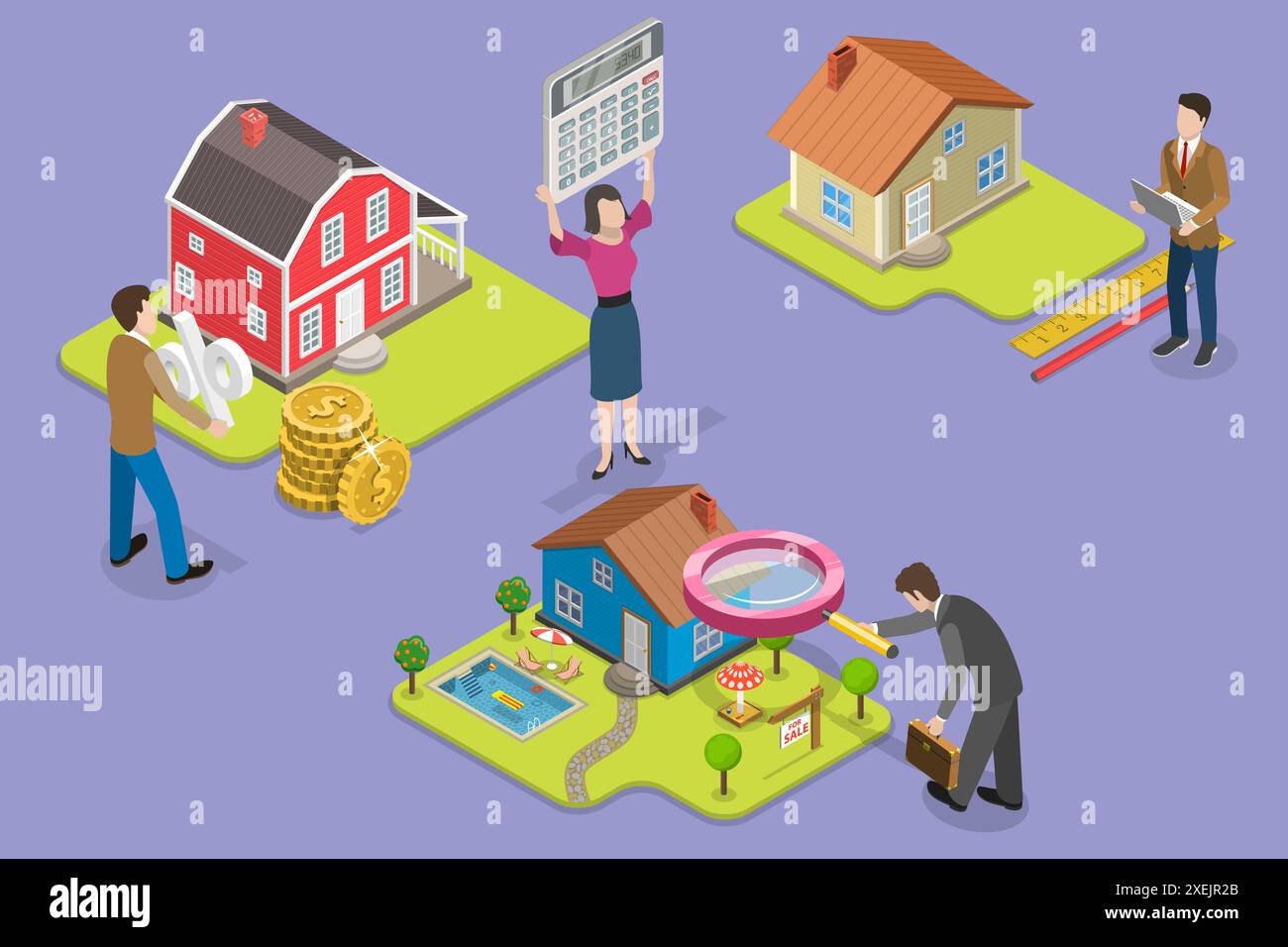 3D Isometric Flat Conceptual Illustration of Real Estate Valuation ...