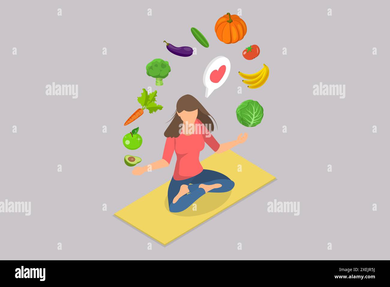 3D Isometric Flat Conceptual Illustration of How To Eat Mindfully ...
