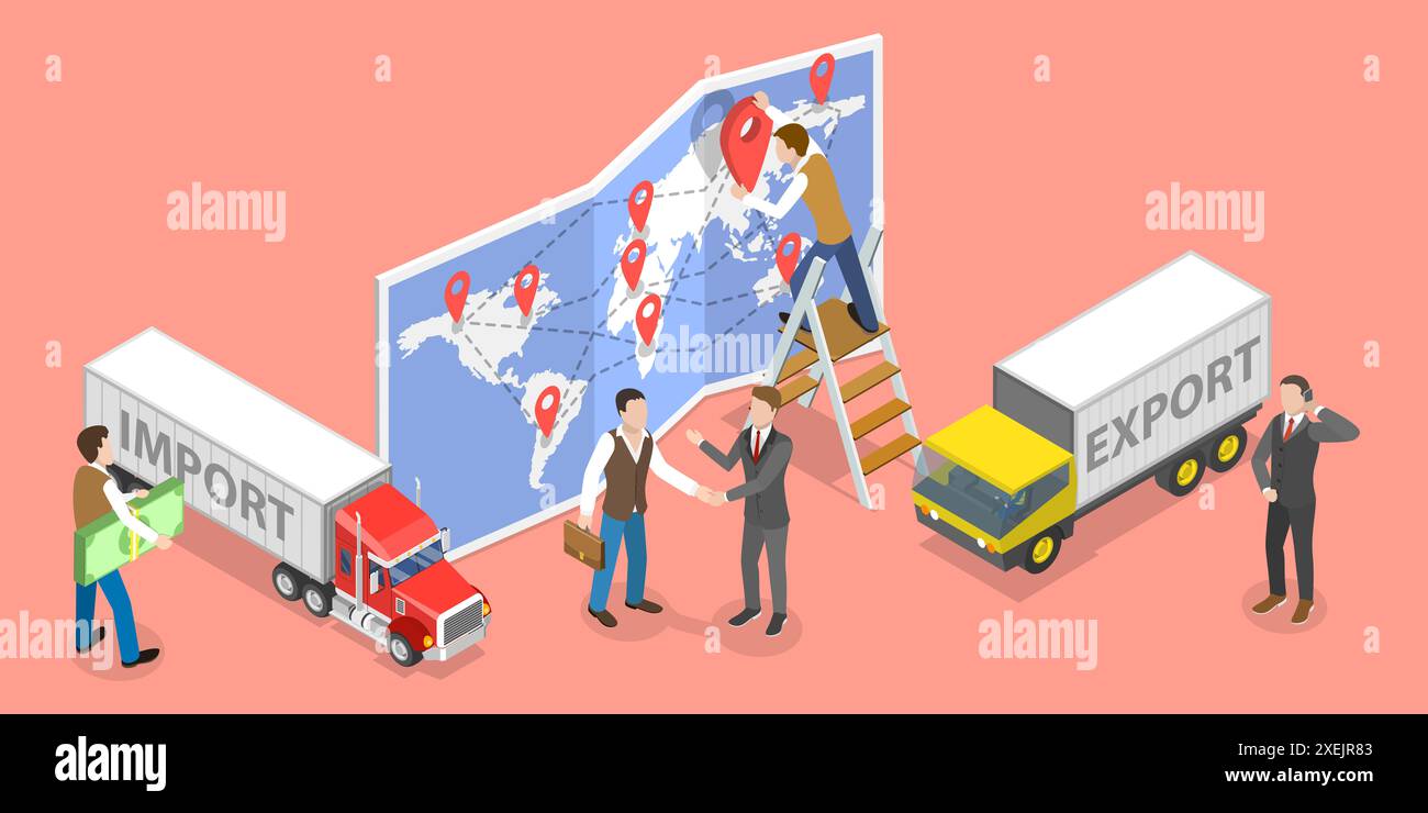 3D Isometric Flat Conceptual Illustration of Supply Chain Management ...