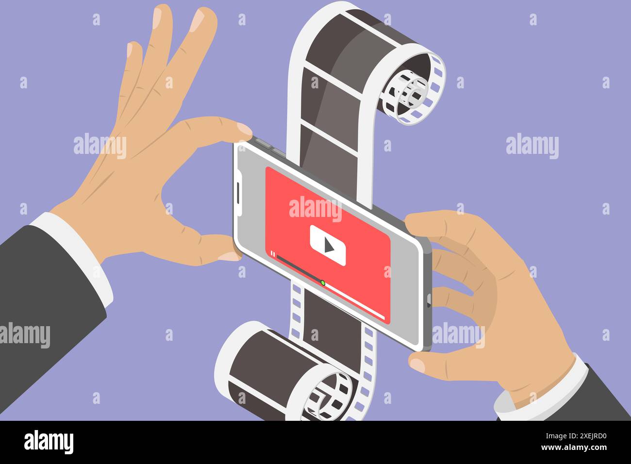 3D Isometric Flat Conceptual Illustration of Online Movie, Mobile Video ...