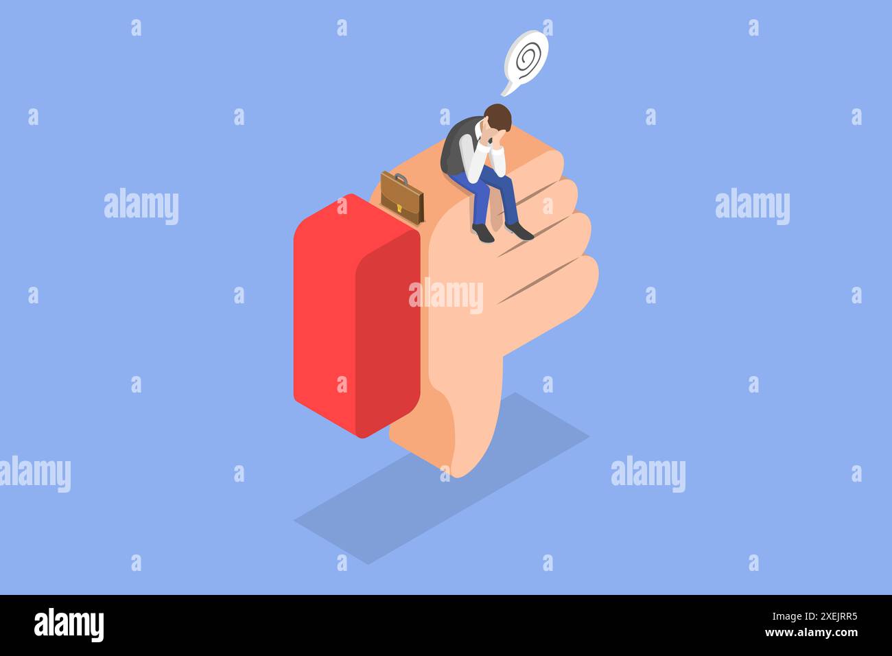 3D Isometric Flat Conceptual Illustration of Depressed Man, Mental ...