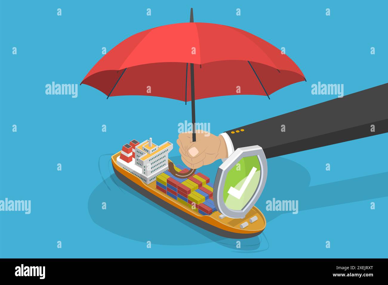 3D Isometric Flat Conceptual Illustration of Shipping Insurance, Global ...