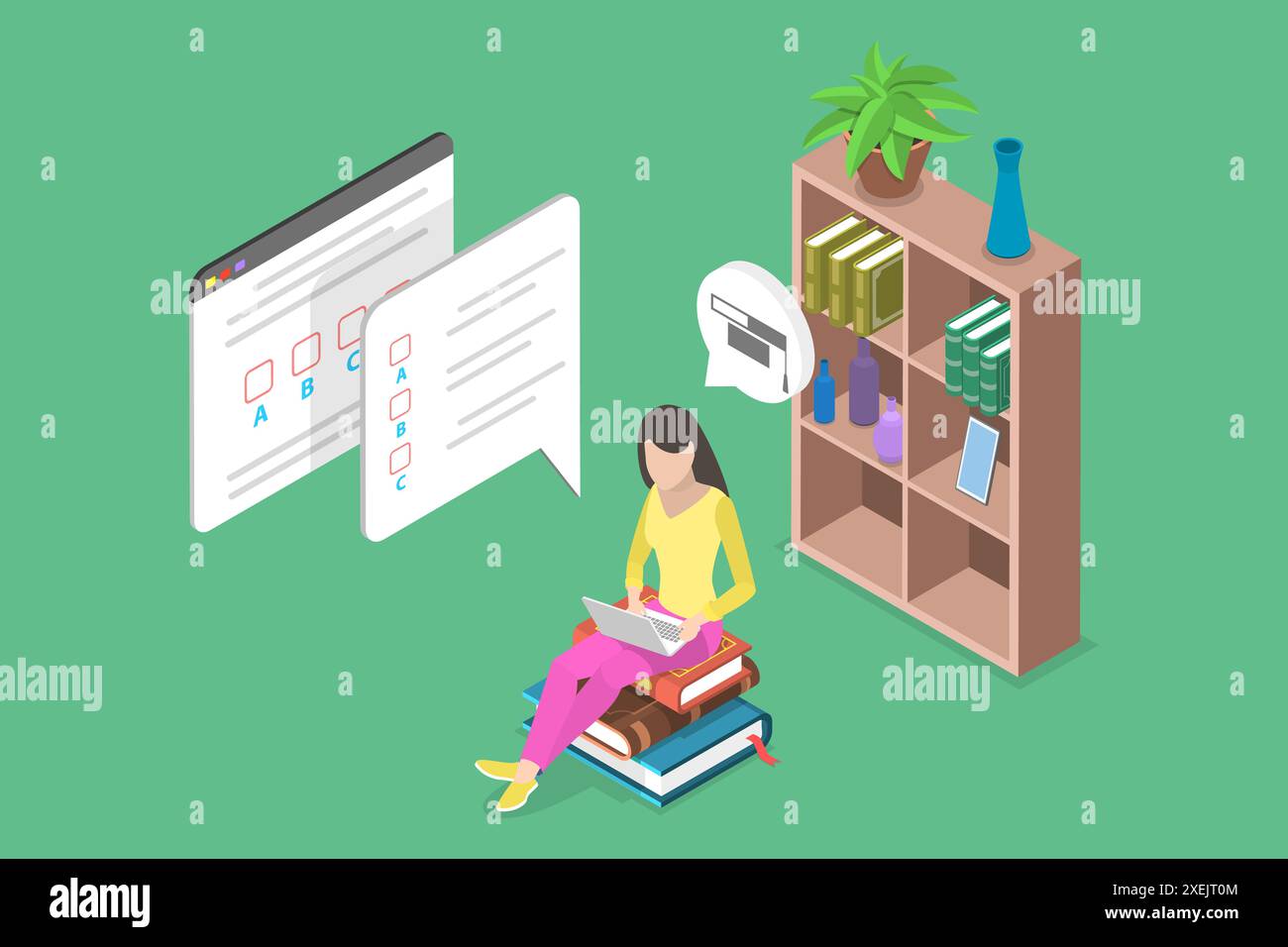 3D Isometric Flat Conceptual Illustration of Online Exam, Digital ...