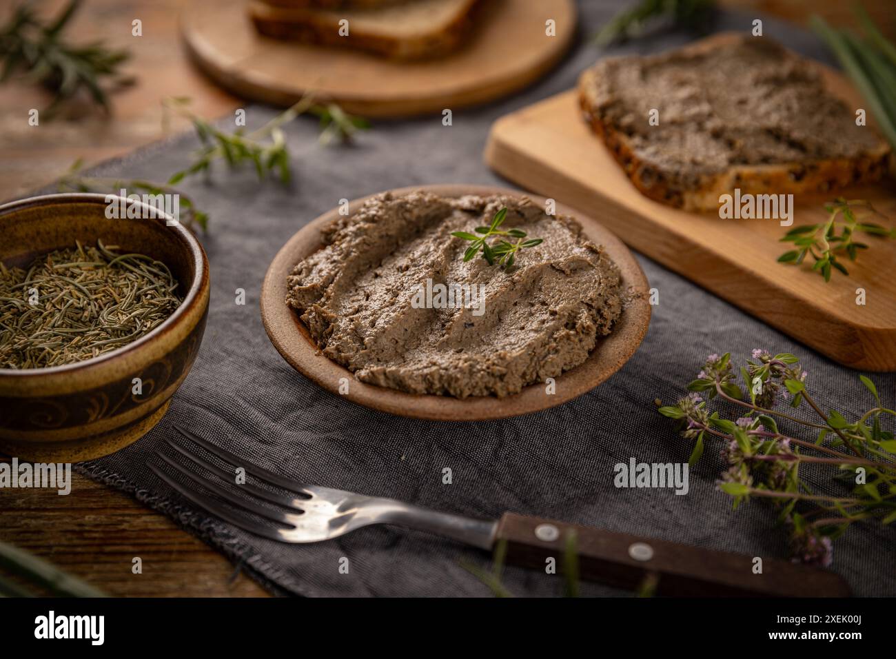 Rustic Pate Thyme on rustic table hi-res stock photography and images - Alamy
