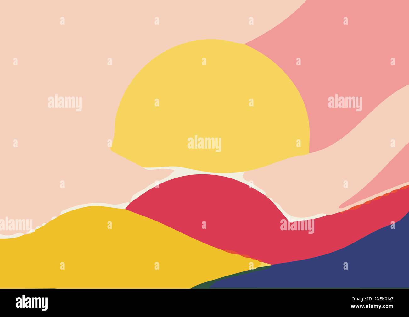 Minimalist Sunset Landscape Vector illustration Stock Vector Image ...