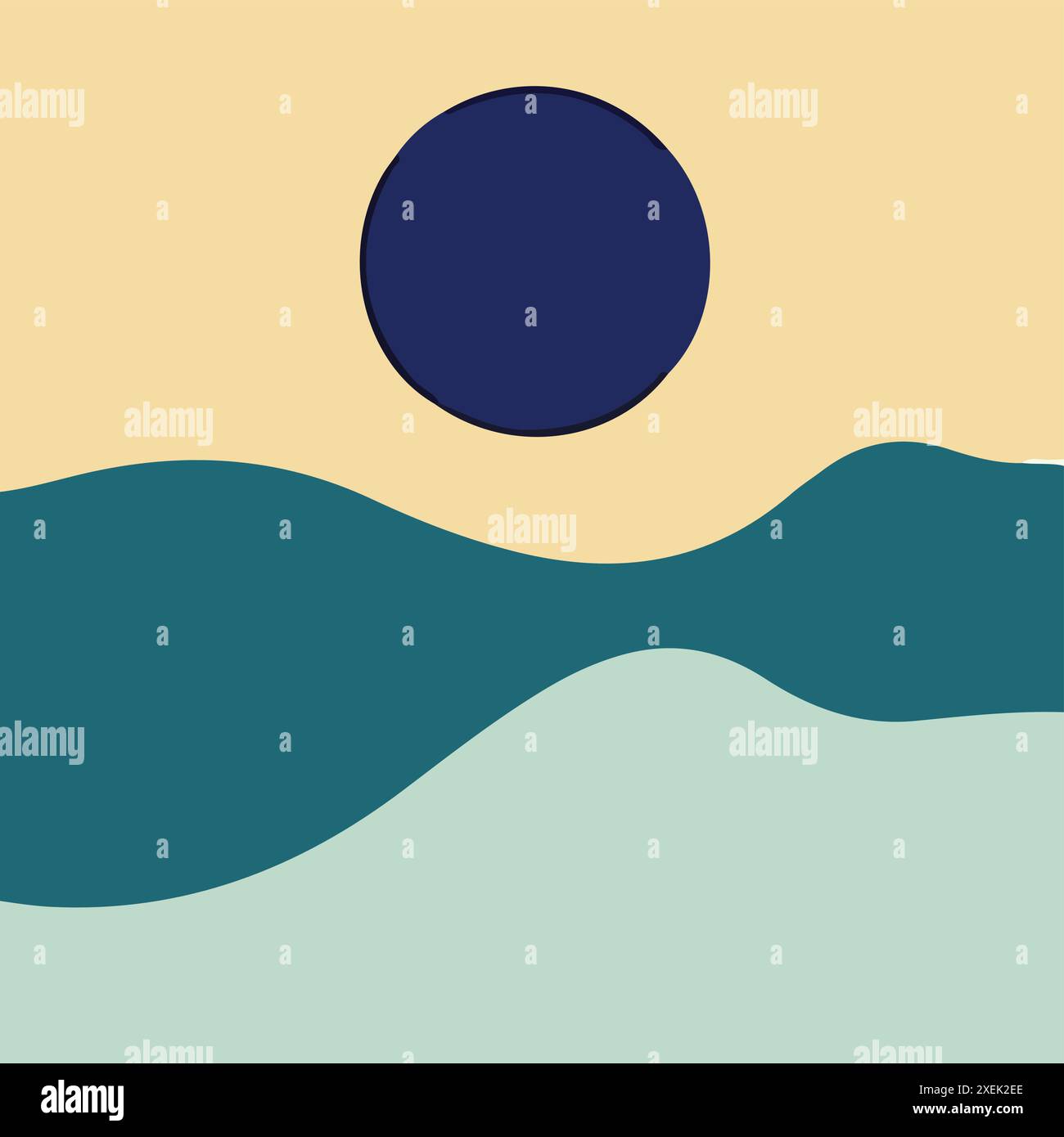 Minimalist Sunset Landscape Vector illustration Stock Vector Image ...