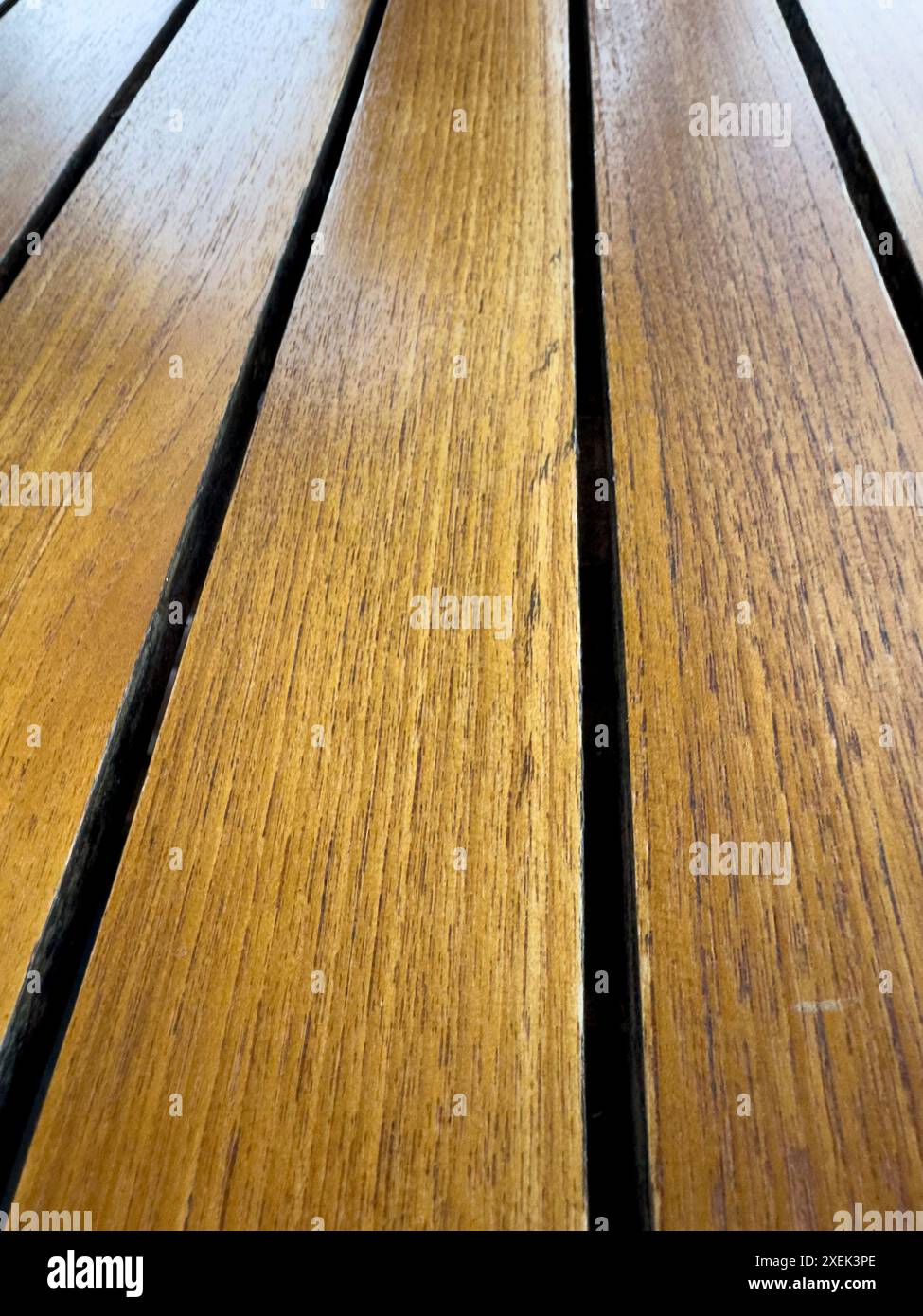 South Africa. 25. 04. 2024. Close up of polished oak tabletop Stock