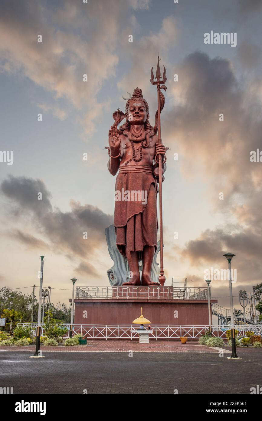 Statue of Hindu Faith at Lake Grand Bassin, Lord Shiva, Grand Bassin Hindu Temple, Mauritius Stock Photo