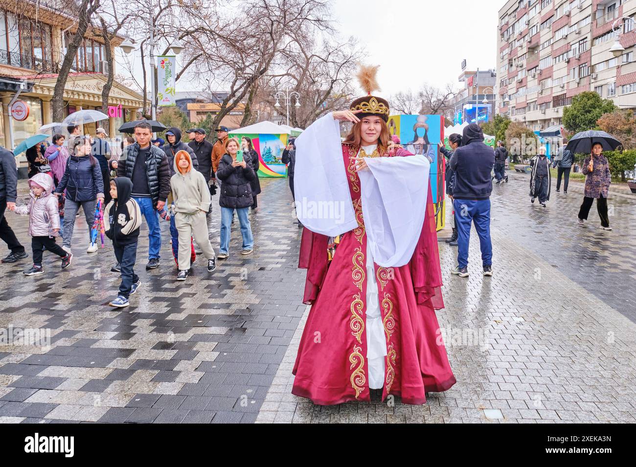 Almaty Kazakhstan March 20 2024 Young Pretty Girl In Traditional 