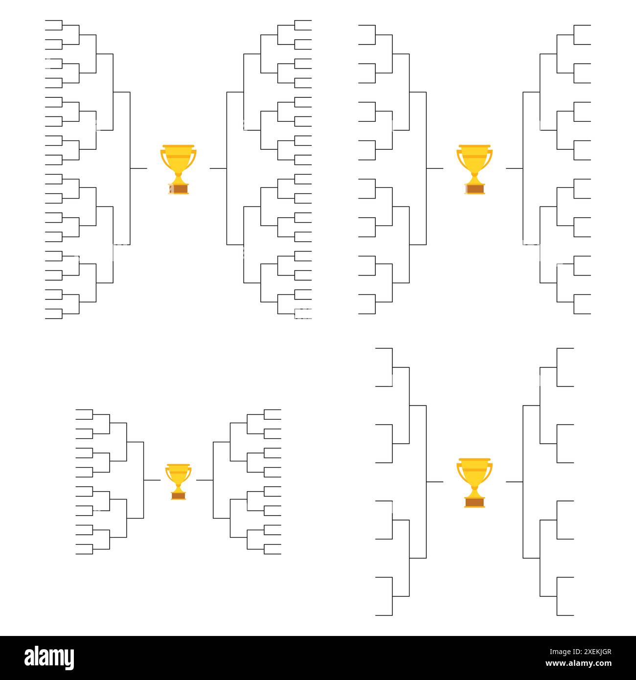 Set of Bracket sport tournament, blank elimination event sign, playoff ...