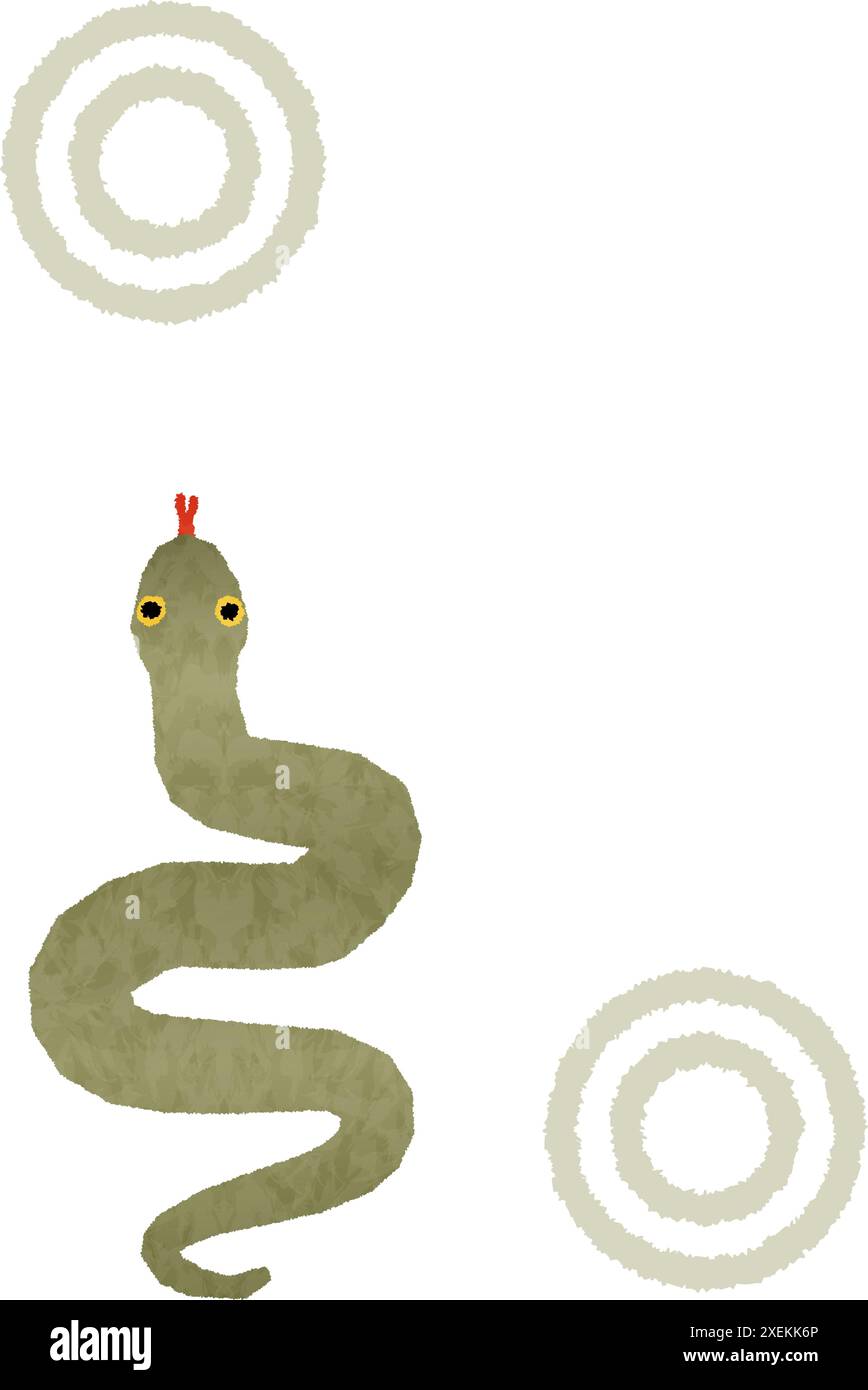 Japanese-style New Year's card for the year of the Snake, 2025, with a ...