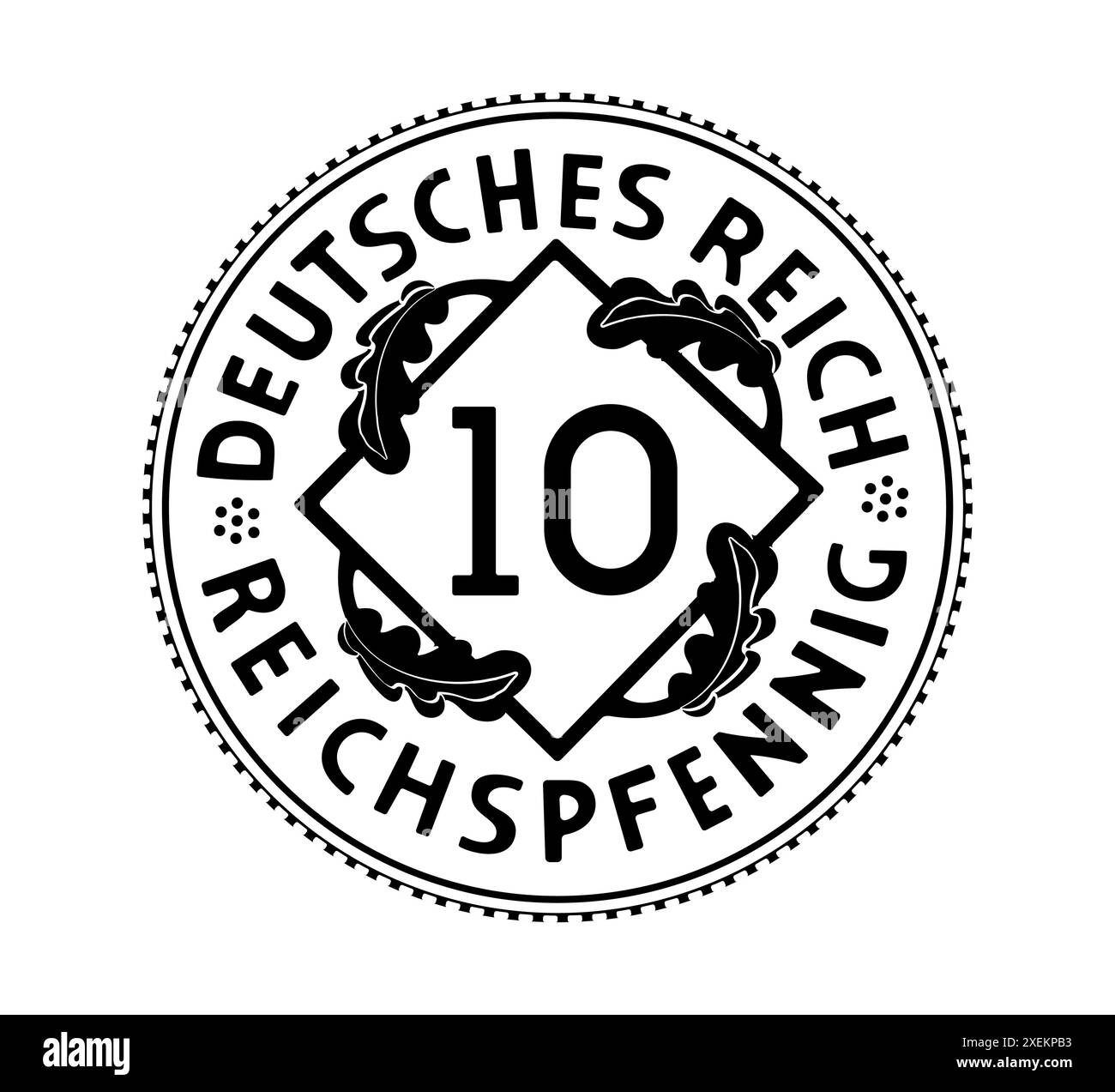 10 Reichspfennig, Deutsches Reich of Germany outlined in vector. The ...