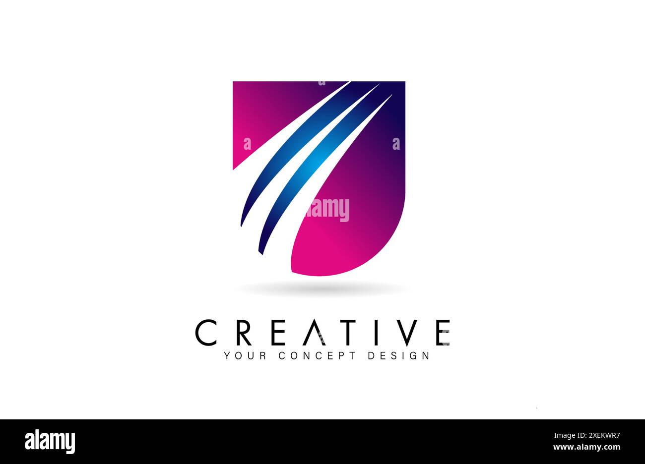 Letter U u Logo Design in purple blue colors with negative space ...