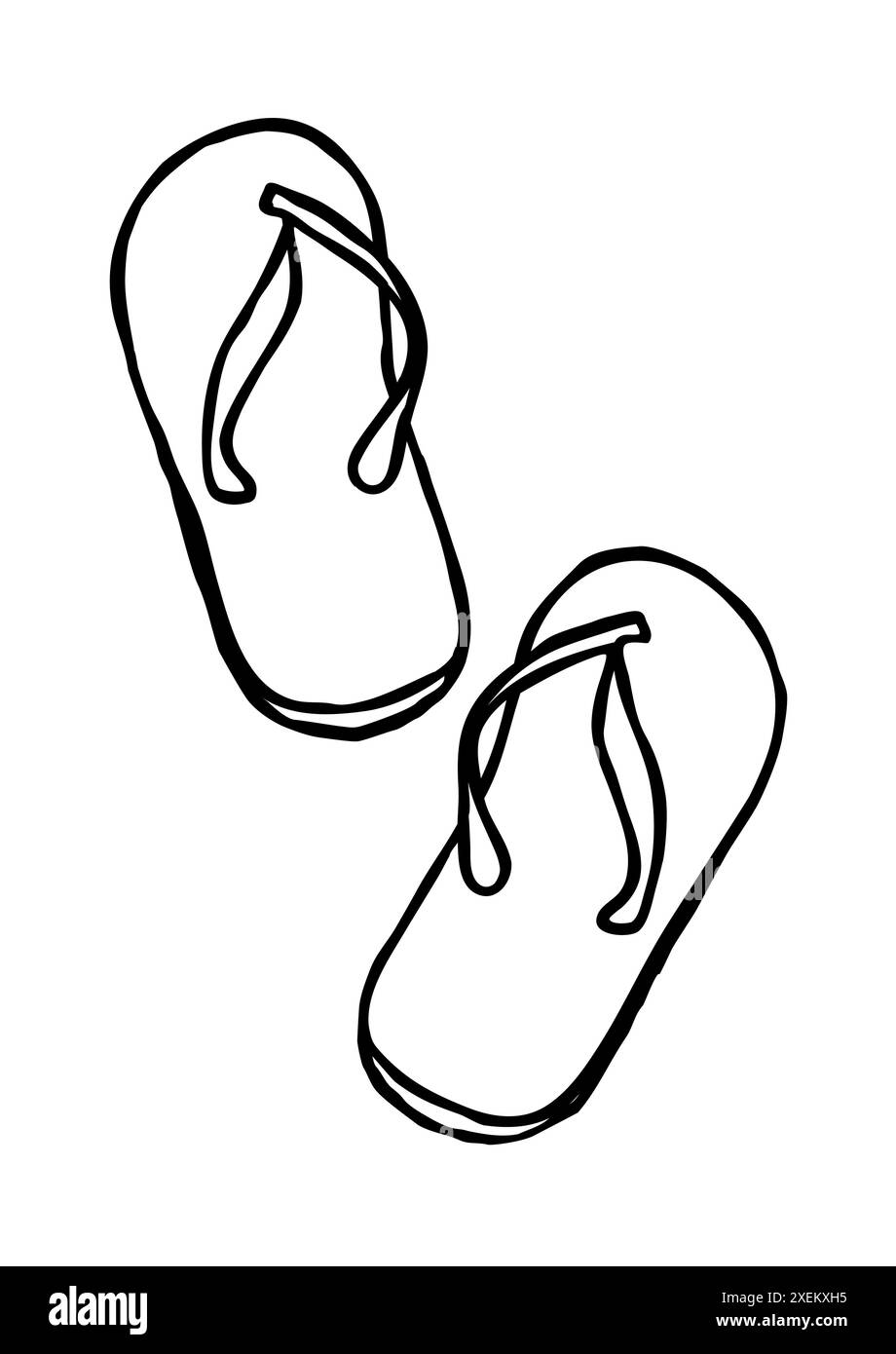 Summer flip flop slippers doodle hand drawn in flat style Stock Vector ...