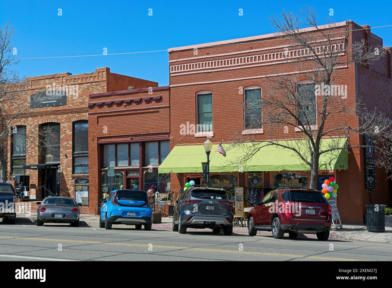 Early 20th Century Brick Storefronts Along Montezuma Street In Downtown ...