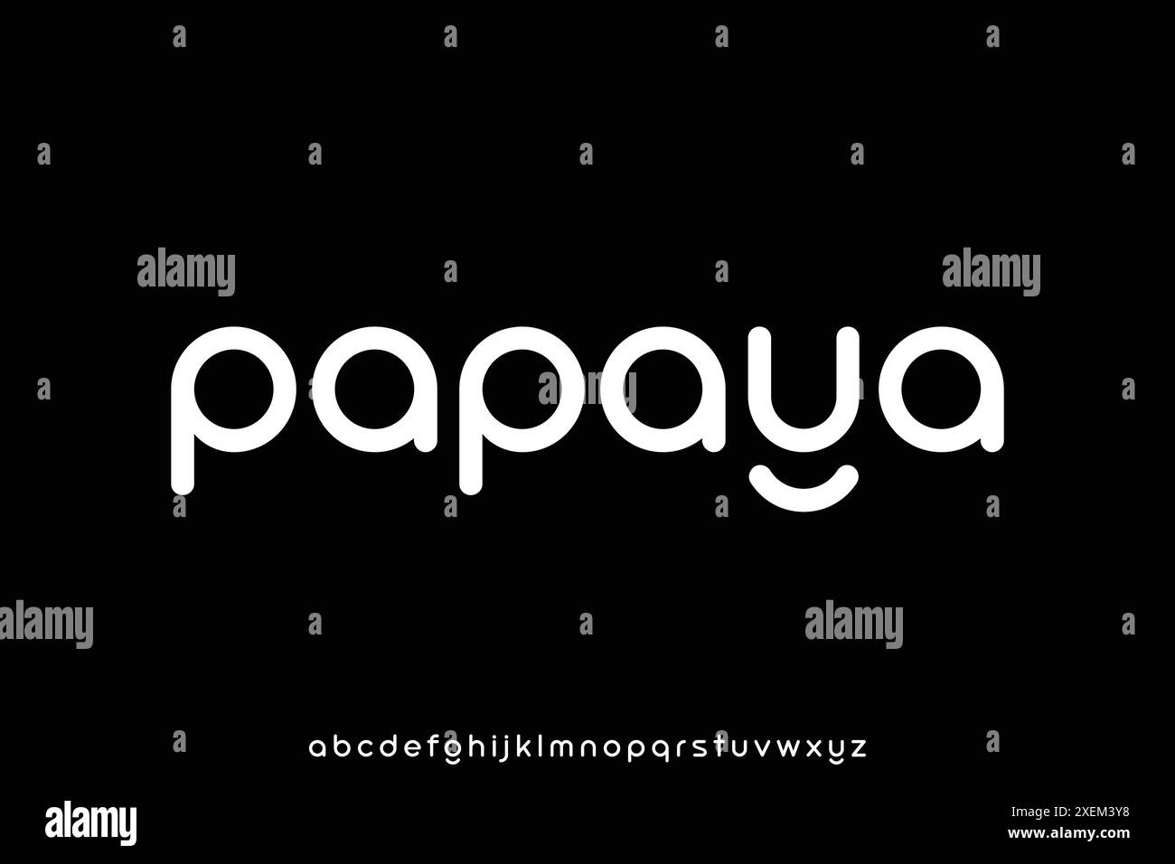 Modern rounded decorative alphabet display font vector. Unique papaya typeface Stock Vector