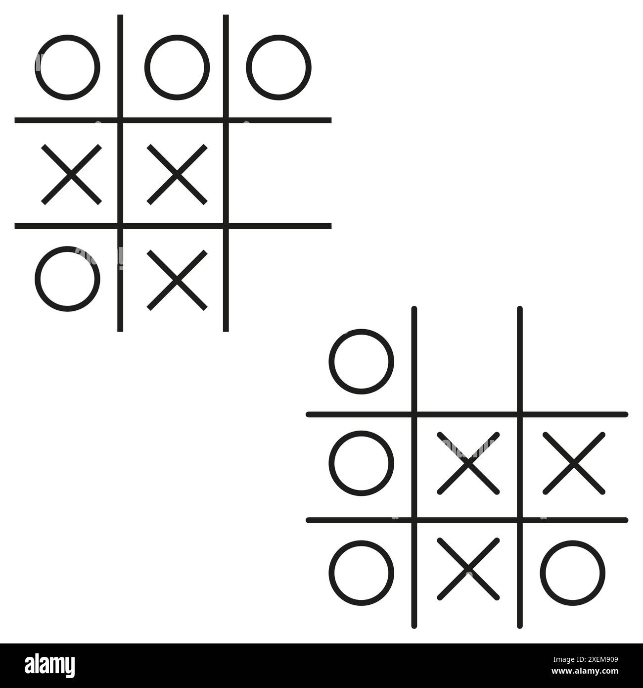 Tic tac toe icons. Simple game grid. Circle and cross symbols ...