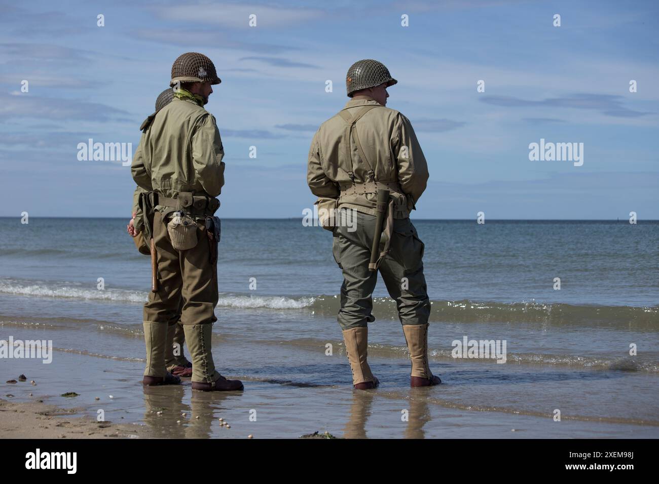 5th June 2017. Utah Beach, Normandy, France. A group of men dressed in ...