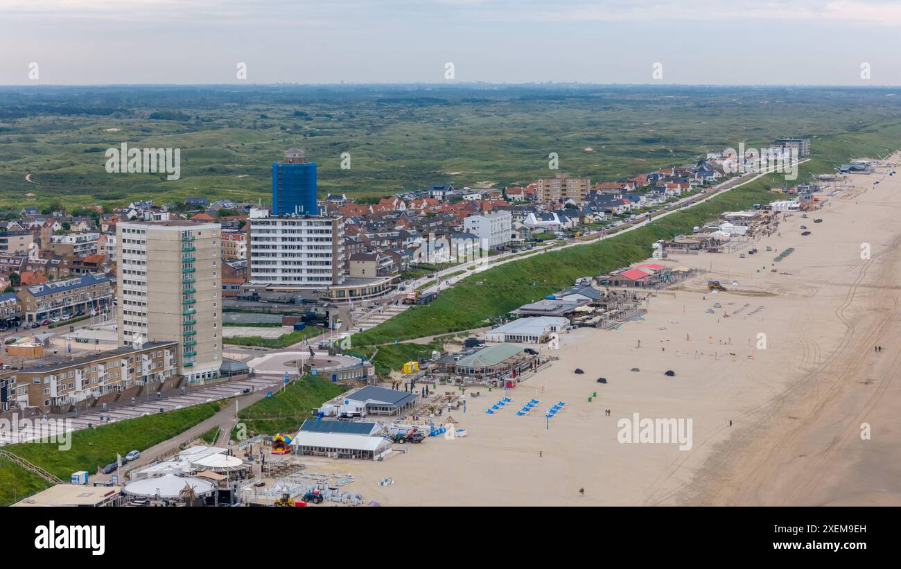 Aerial drone photo of the boulevard and beach in the coastal town of ...