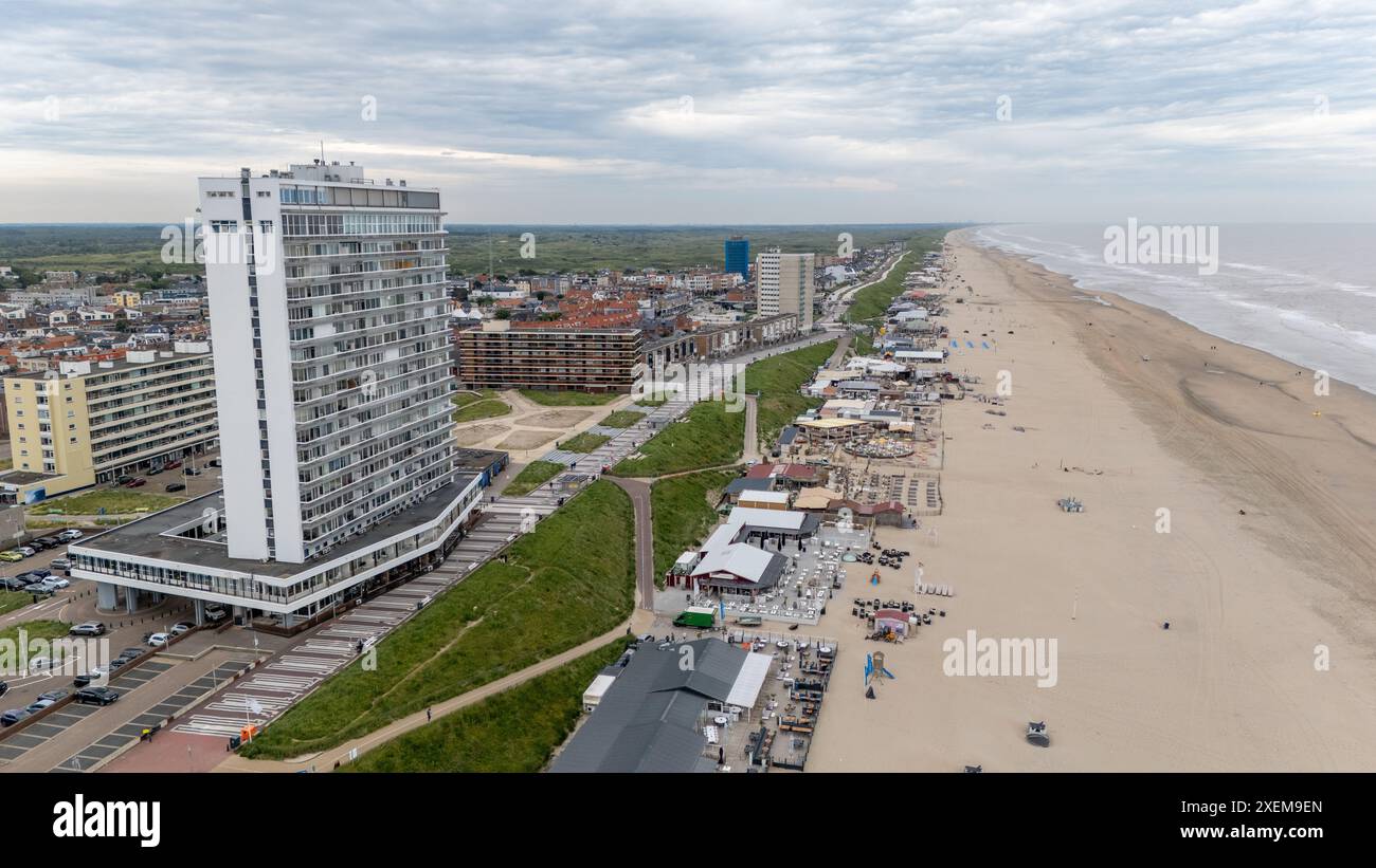Aerial drone photo of the boulevard and beach in the coastal town of ...