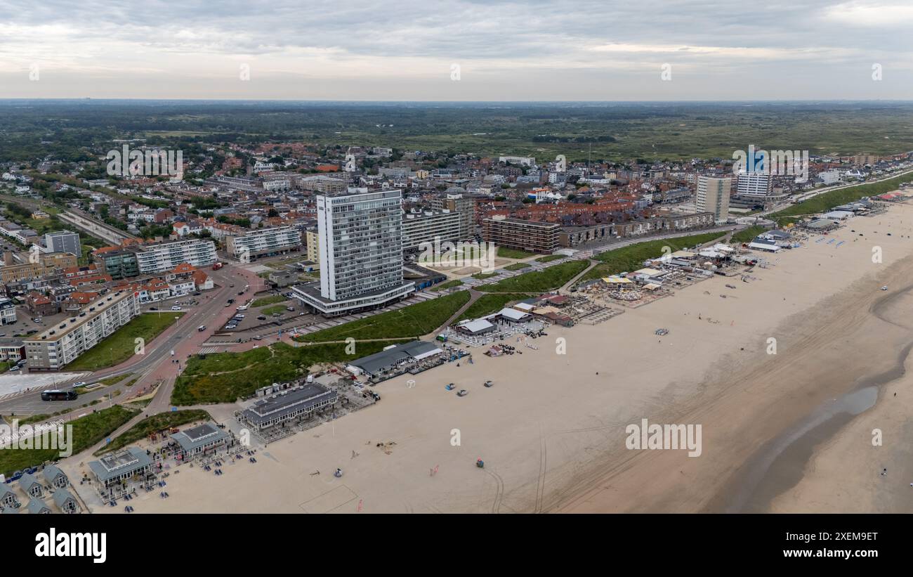 Aerial drone photo of the boulevard and beach in the coastal town of ...