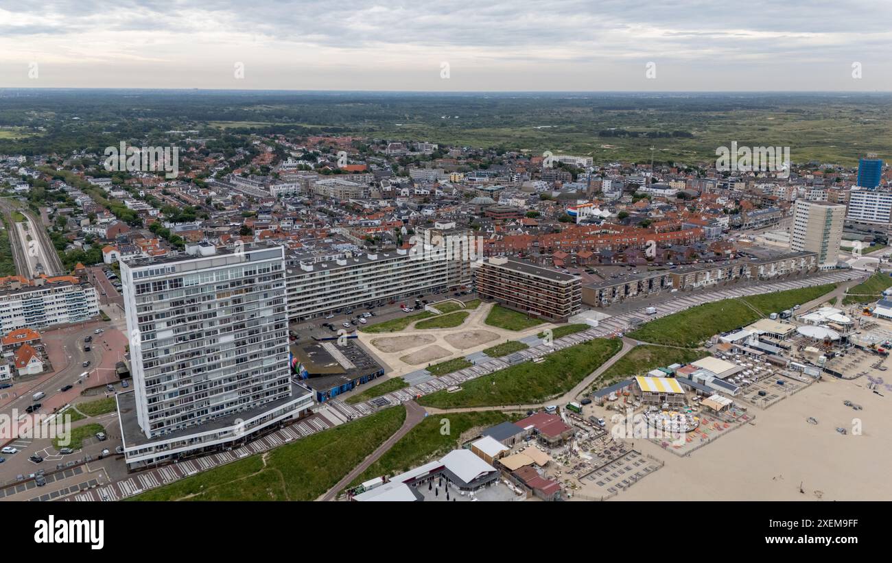 Aerial drone photo of the boulevard and beach in the coastal town of ...