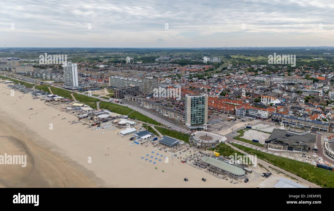 Aerial drone photo of the boulevard and beach in the coastal town of ...